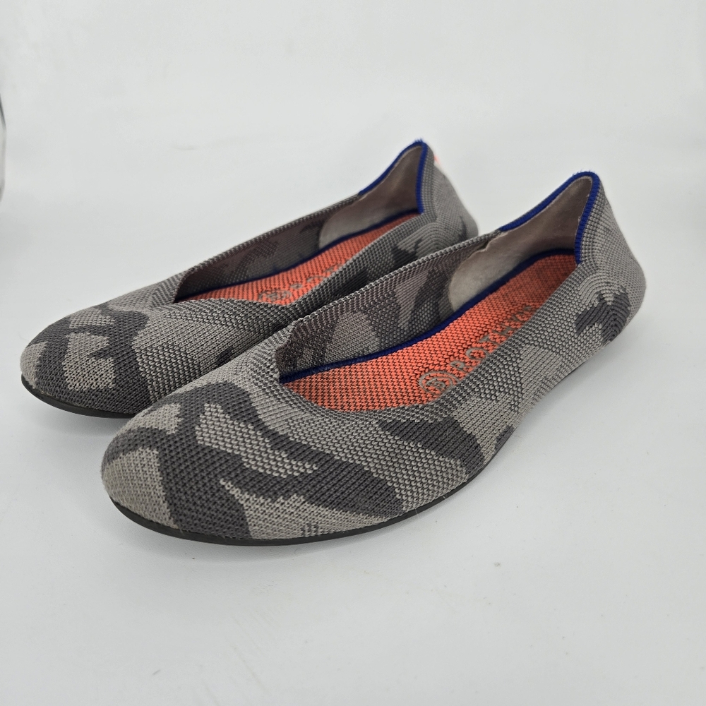 Rothy’s Gray‎ Camo Neon Heel Stripe Retired womens size 7 orange insoles EUC